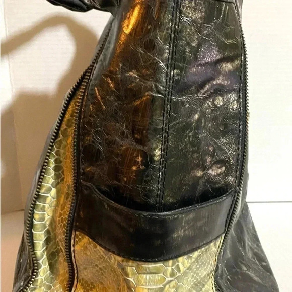 Vintage reign black & sparkling snake print handbag - Picture 8 of 13